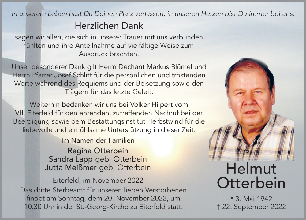  Traueranzeige für Helmut Otterbein vom 05.11.2022 aus FZ