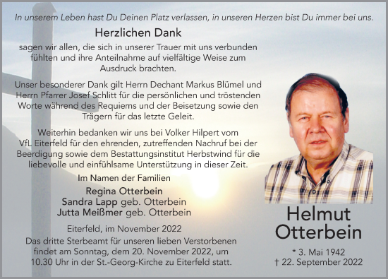 Traueranzeige von Helmut Otterbein von FZ