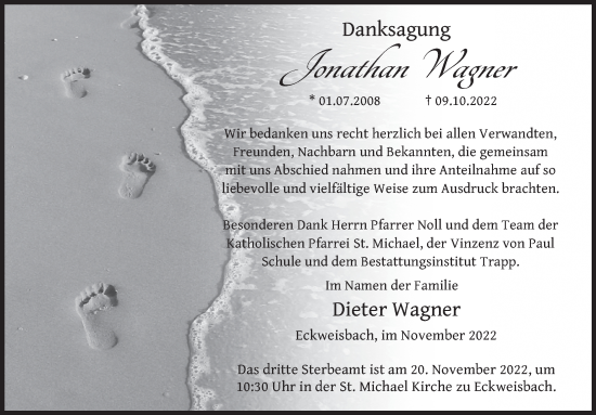 Traueranzeige von Jonathan Wagner von FZ