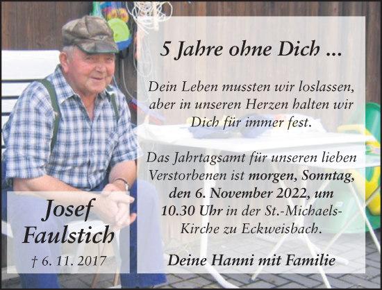 Traueranzeige von Josef Faulstich von FZ