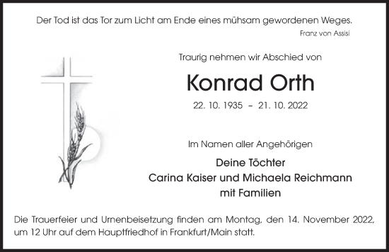 Traueranzeige von Konrad Orth von FZ