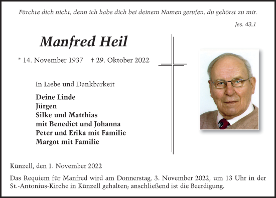 Traueranzeige von Manfred Heil von FZ