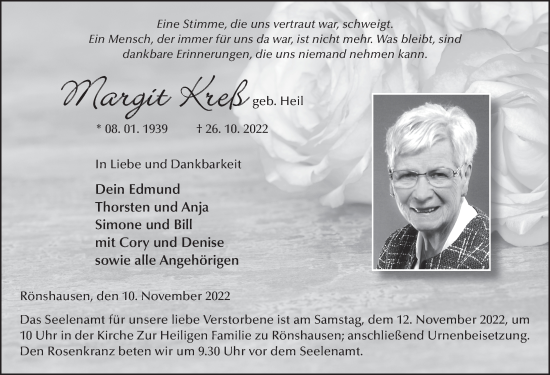Traueranzeige von Margit Kreß von FZ