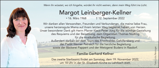 Traueranzeige von Margot Leinberger-Kellner von FZ
