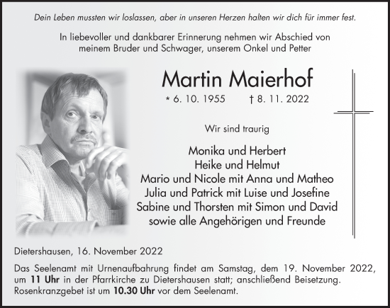 Traueranzeige von Martin Maierhof von FZ