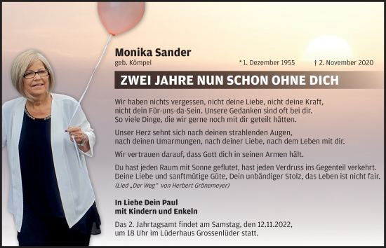 Traueranzeige von Monika Sander von FZ