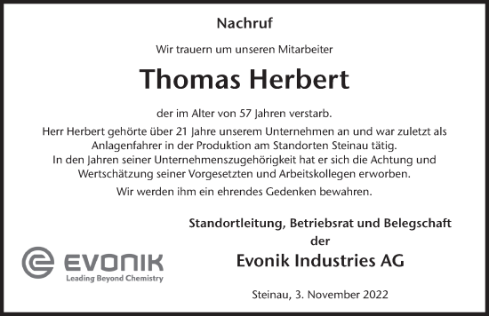 Traueranzeige von Thomas Herbert von FZ