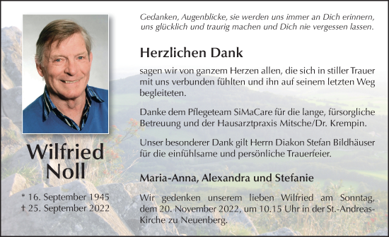 Traueranzeige von Wilfried Noll von FZ