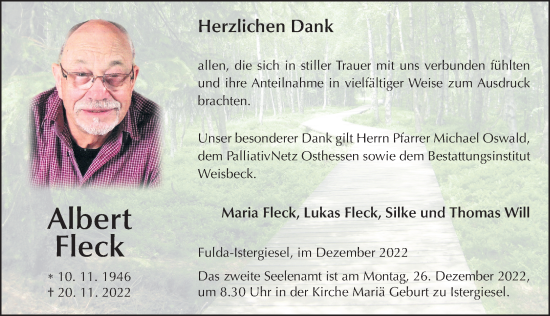 Traueranzeige von Albert Fleck von FZ