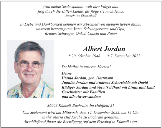 Traueranzeige von Albert Jordan von FZ