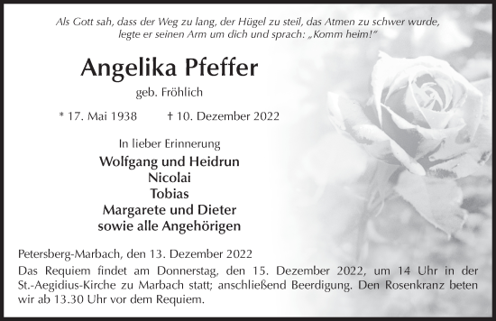 Traueranzeige von Angelika Pfeffer