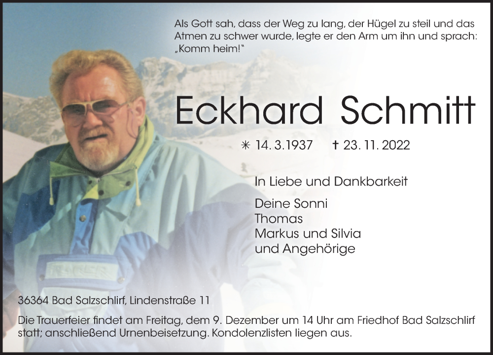  Traueranzeige für Eckhard Schmitt vom 03.12.2022 aus FZ