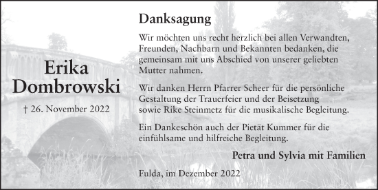 Traueranzeige von Erika Dombrowski von FZ