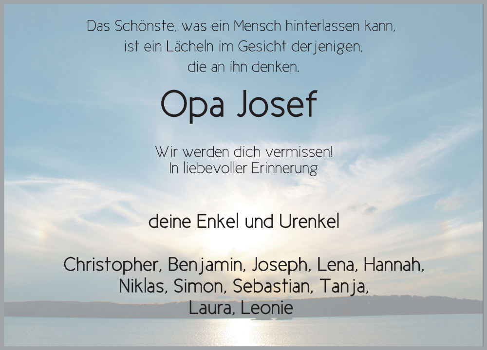  Traueranzeige für Josef Bott vom 24.12.2022 aus FZ