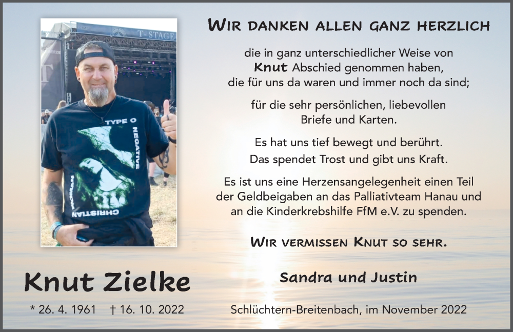  Traueranzeige für Knut Zielke vom 01.12.2022 aus FZ