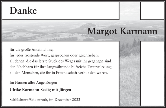 Traueranzeige von Margot Karmann von FZ
