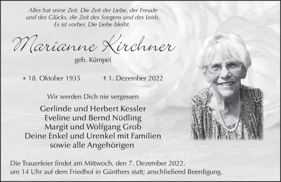 Traueranzeige von Marianne Kirchner von FZ