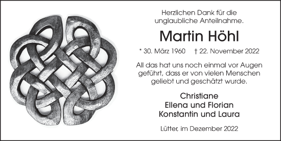 Traueranzeige von Martin Höhl von FZ