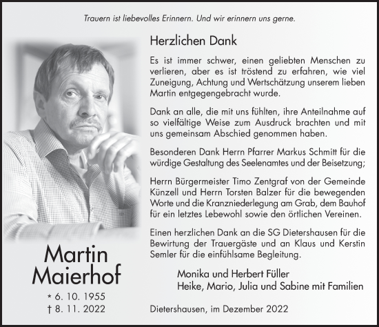 Traueranzeige von Martin Maierhof von FZ