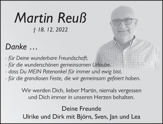 Traueranzeige von Martin Reuß von FZ