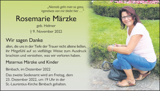 Traueranzeige von Rosemarie Märzke von FZ