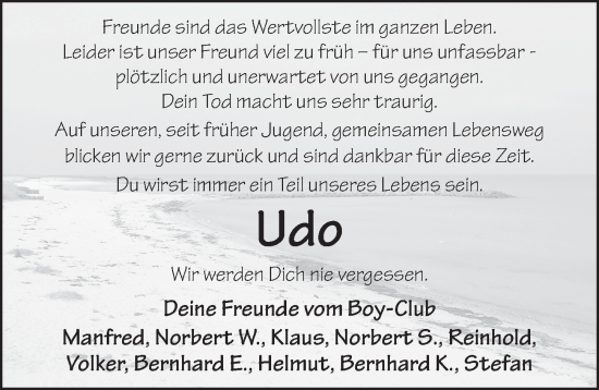 Traueranzeige von Udo Deutrich von FZ