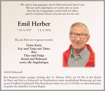 Traueranzeige von Emil Herber von FZ