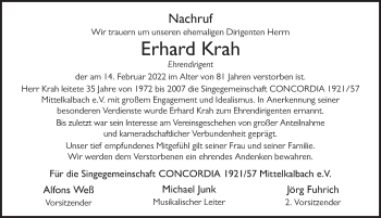 Traueranzeige von Erhard Krah von FZ