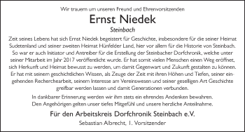 Traueranzeige von Ernst Niedek von FZ