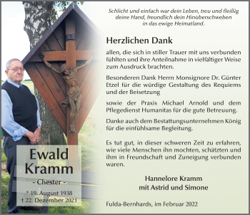 Traueranzeige von Ewald Kramm von FZ