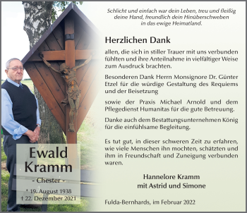 Traueranzeige von Ewald Kramm