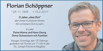 Traueranzeige von Florian Schöppner von FZ