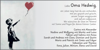 Traueranzeige von Hedwig Petter von FZ