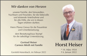 Traueranzeige von Horst Heiser von FZ