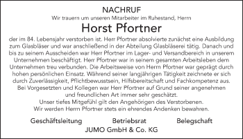 Traueranzeige von Horst Pfortner von FZ