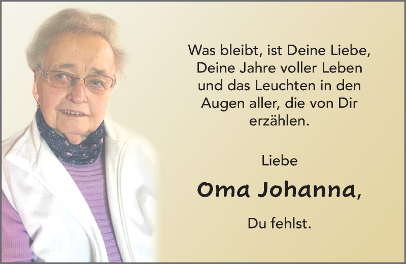  Traueranzeige für Johanna Füller vom 02.02.2022 aus FZ