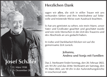 Traueranzeige von Josef Schäfer von FZ