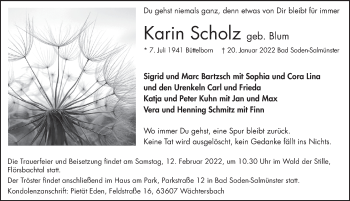 Traueranzeige von Karin Scholz von FZ