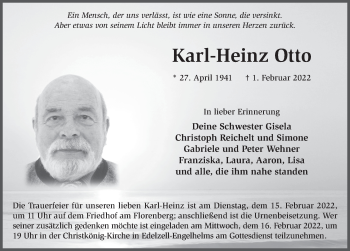 Traueranzeige von Karl-Heinz Otto von FZ