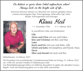 Traueranzeige von Klaus Heil von FZ