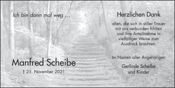 Traueranzeige von Manfred Scheibe von FZ