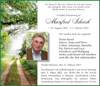 Traueranzeige von Manfred Scheich von FZ