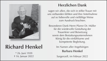 Traueranzeige von Richard Henkel