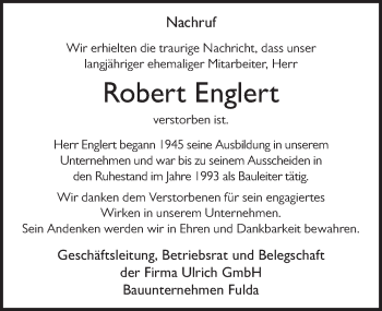 Traueranzeige von Robert Englert von FZ