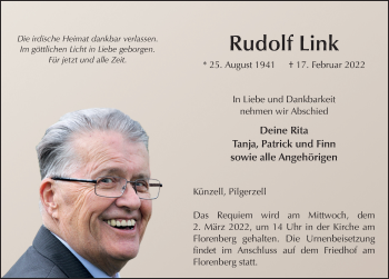 Traueranzeige von Rudolf Link von FZ