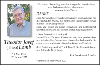 Traueranzeige von Theodor Josef Lomb von FZ