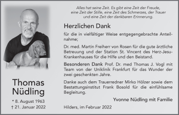 Traueranzeige von Thomas Nüdling von FZ