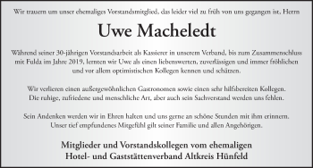 Traueranzeige von Uwe Macheledt von FZ