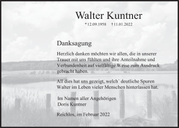 Traueranzeige von Walter Kuntner von FZ