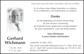 Traueranzeige von Gerhard Wichmann von FZ